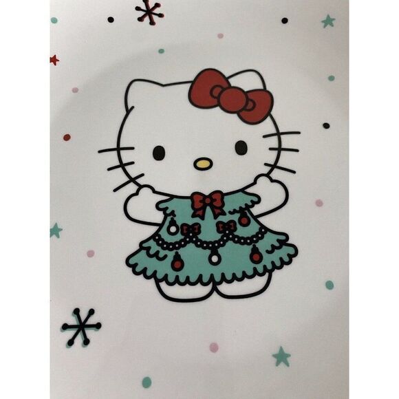 Set Of 2 Sanrio Hello Kitty Ceramic Dinner Plate 10.5” Christmas Tree Snowflake - Picture 5 of 13